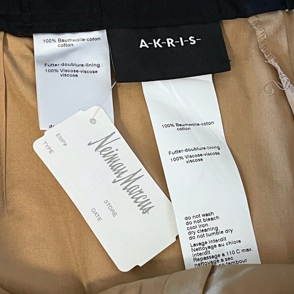 Akris Wide Leg Cotton Trouser Pants Womens 12 Tan Zip Pockets Luxury Minimalist - Picture 8 of 11